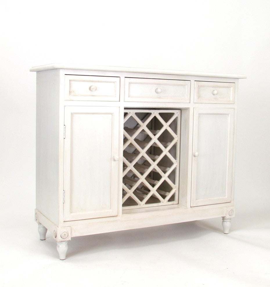 Wine Rack Sideboard, Aged White