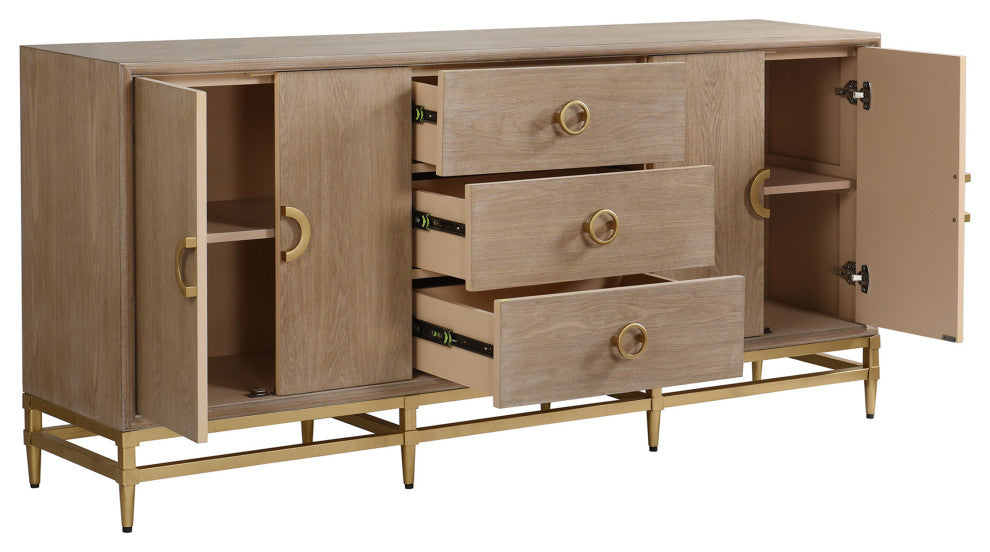 Augusta Credenza Four Door Three Drawer Unit Weathered Oak Finish