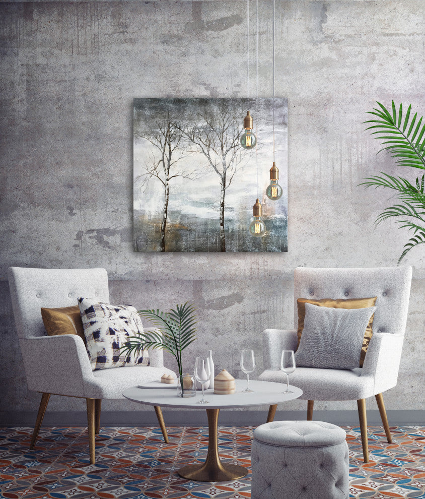 Hand Painted Trees by Lake Wall Decor Artwork