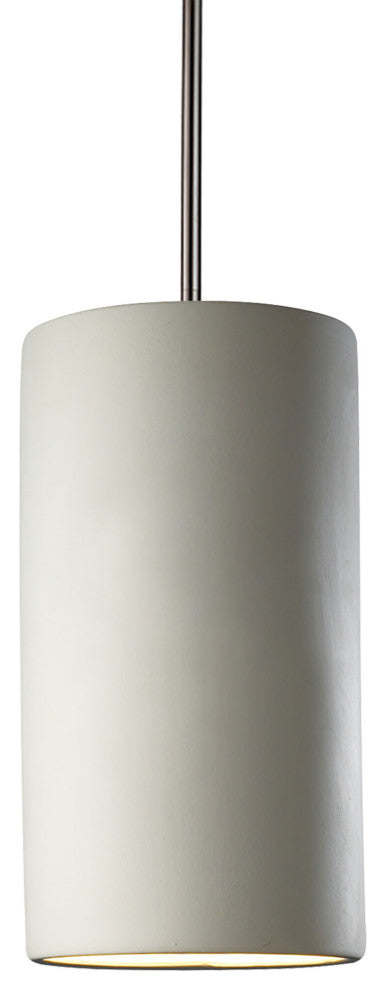 Large Cylinder Pendant, Bisque, Brushed Nickel, Incandescent