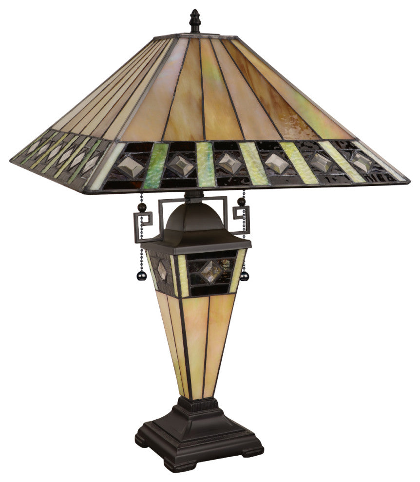 Giles Tiffany 3-Light Mission Double Lit Table Lamp 16" Shade