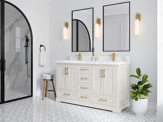 Boston 60" Double Bathroom Vanity in Alabaster 2" White Quartz