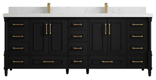 Aberdeen 84 Double Sink Bath Vanity in Black 2" Empira Quartz