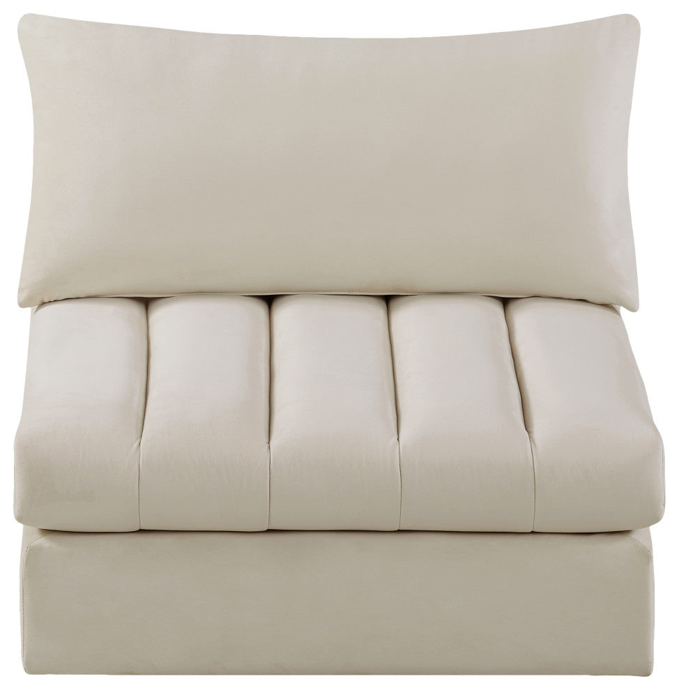 Jacob Velvet Upholstered Modular Armless Chair, Cream