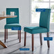 Side Dining Chair, Set of 2, Fabric, Wood, Teal Blue, Modern, Bistro Restaurant