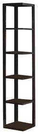 Damian 5-Tier Corner Bookcase, Espresso