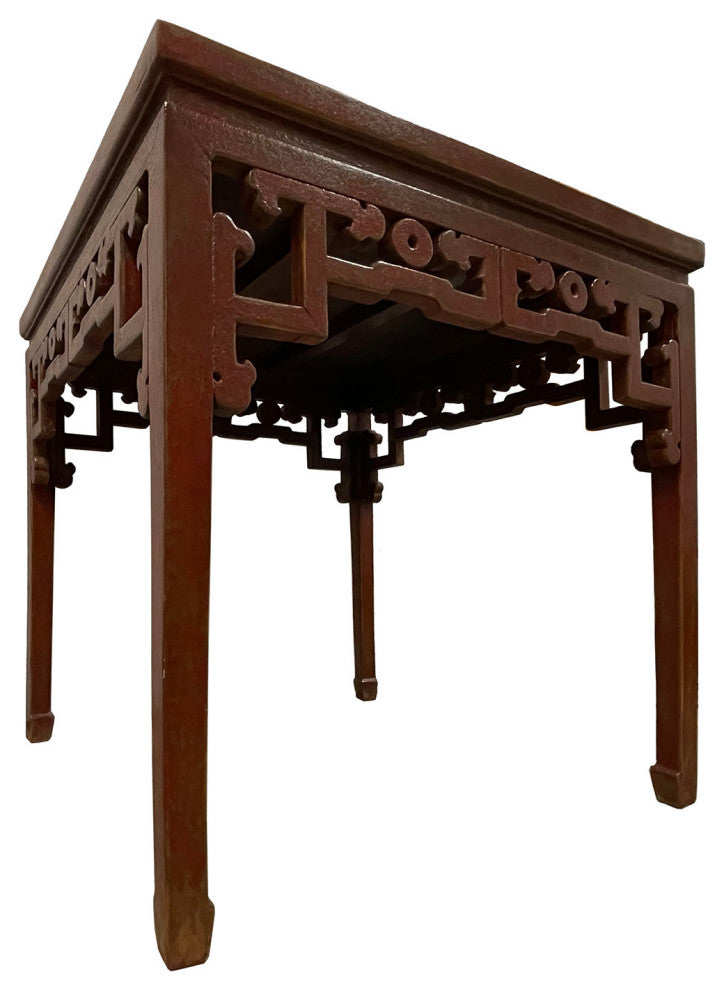 Consigned Vintage Chinese Red Lacquered Square Dining Table
