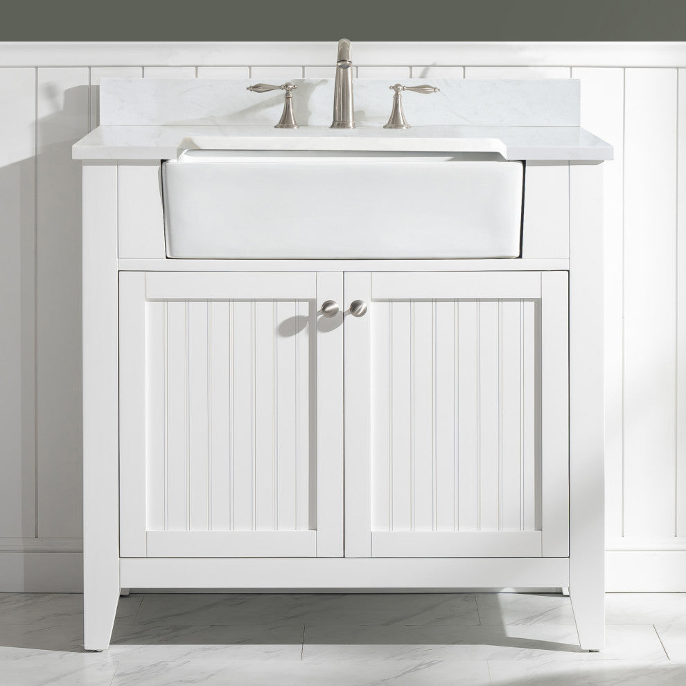 Burbank Transitional White 36" Single Vanity