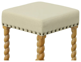 Arezzo 30" Bar Stool, Natural Oak and Linen