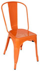 Set Of Four Orange Orange Metal Slat Back Dining Chairs