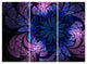 "Blue Purple Digital Fractal Flower" Metal Wall Art, 3 Panels, 36"x28"