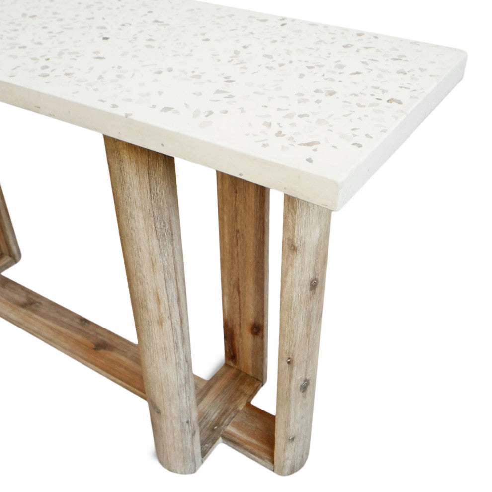 Paulina White Terrazzo Outdoor Console
