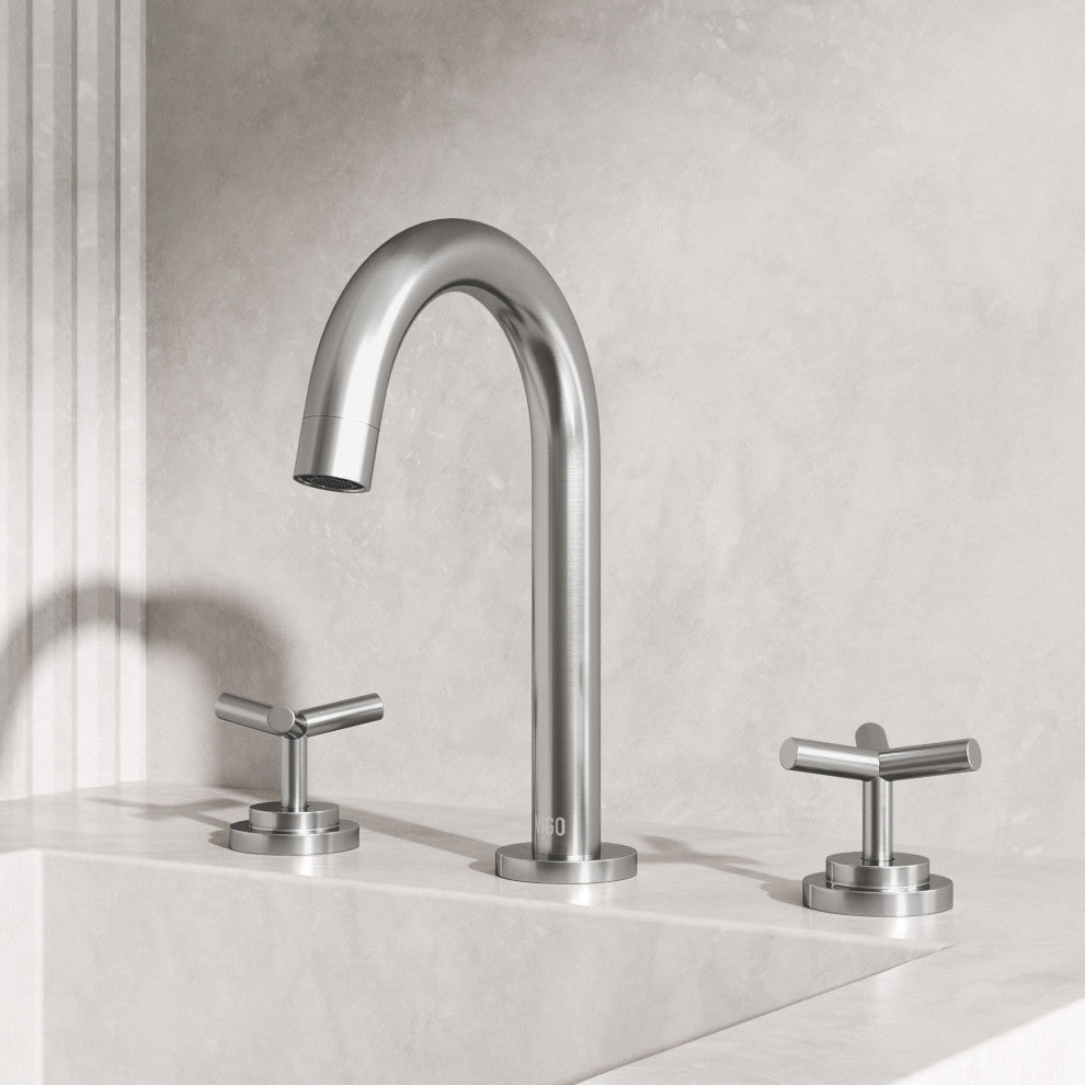 VIGO Jewel 9" H 2-Handle Widespread Bathroom Faucet, Brushed Nickel