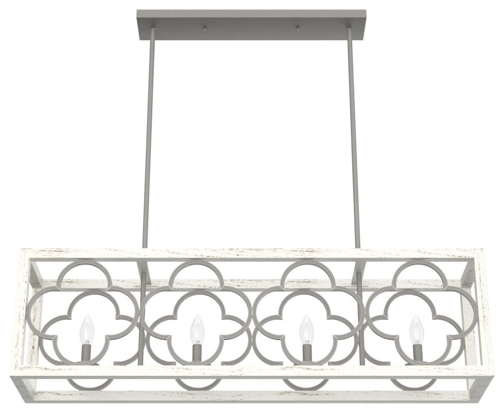 Hunter Gablecrest Painted Concrete and Rustic White Linear Chandelier