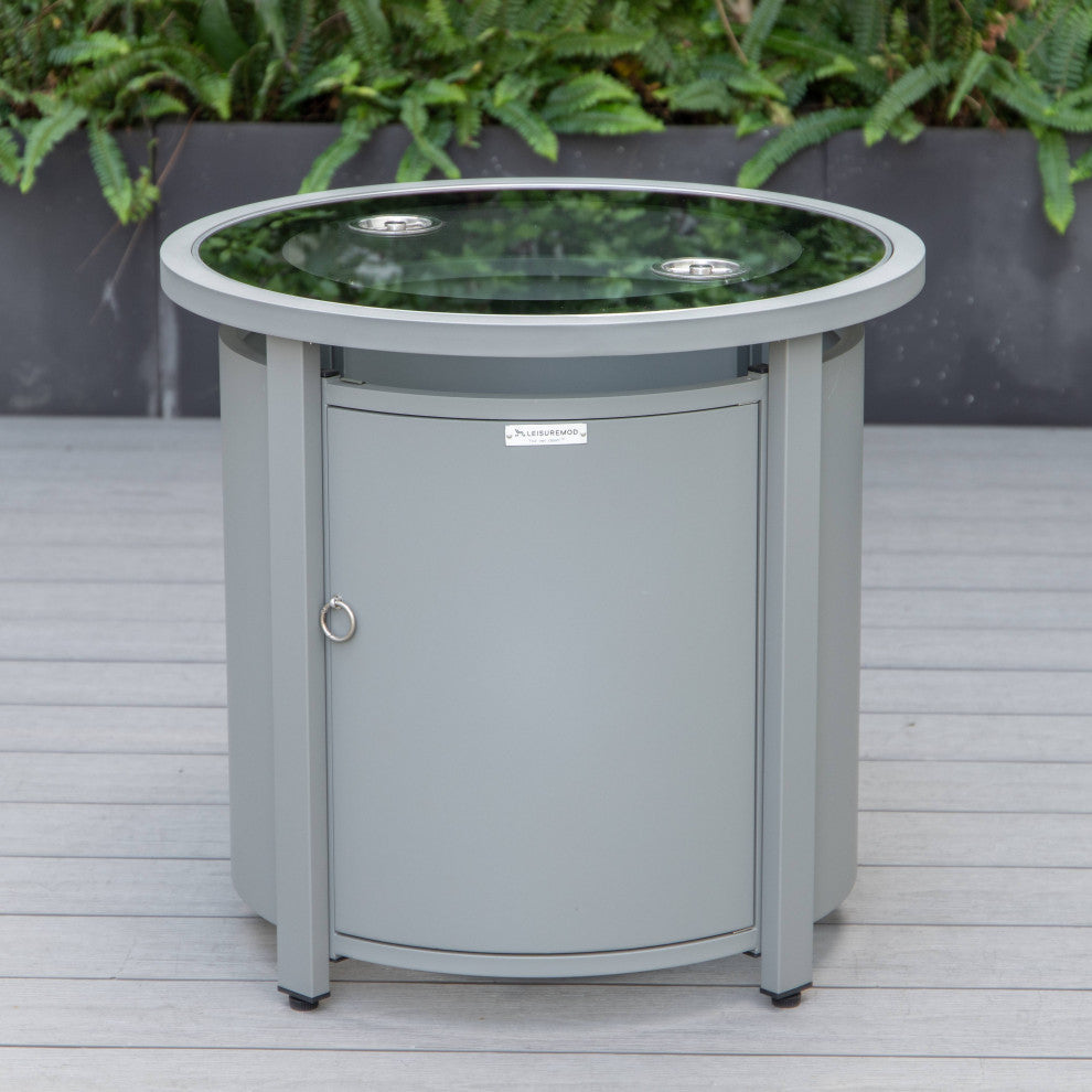 LeisureMod Walbrooke Patio Round Tank Holder, Gray