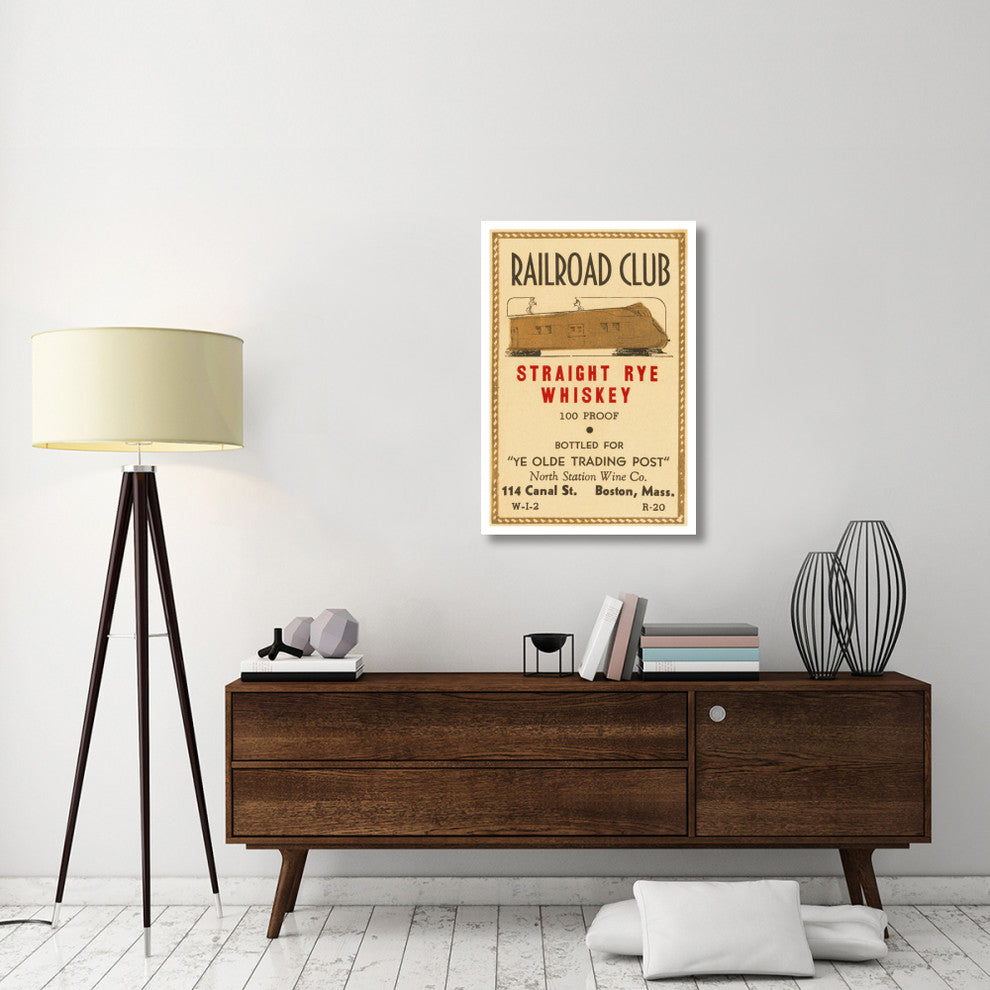 "Railroad Club Straight Rye Whiskey" Print by Vintage Booze Labels, 26"x38"