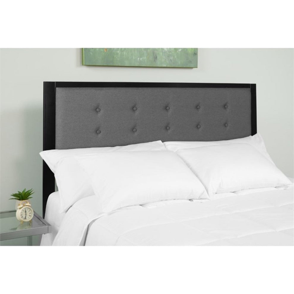 Bristol Metal Tufted Upholstered Headboard - Modern Headboard, Dark Gray, Queen