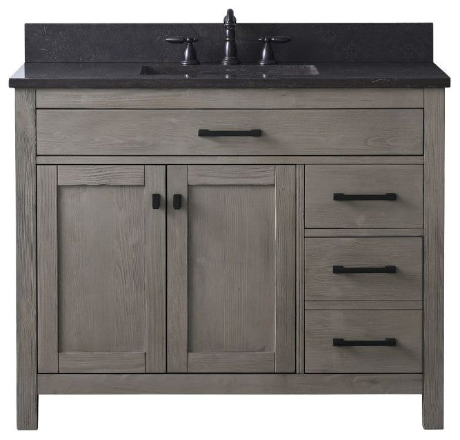 Jasper 42" Bathroom Vanity, Textured Gray, Blue Limestone