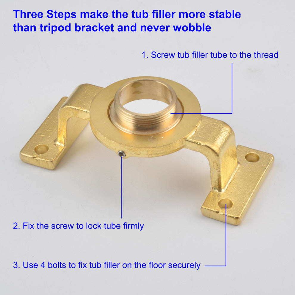 Waterfall Floor Mounted Tub Faucet With Hand Held Shower, Brushed Gold