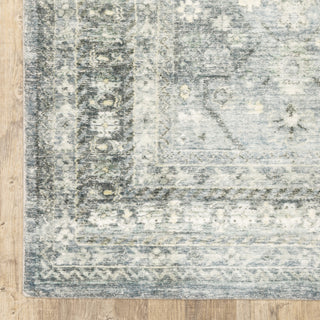 Sanjay Distressed Floral Blue/Ivory Microfiber Area Rug, 2'x8'