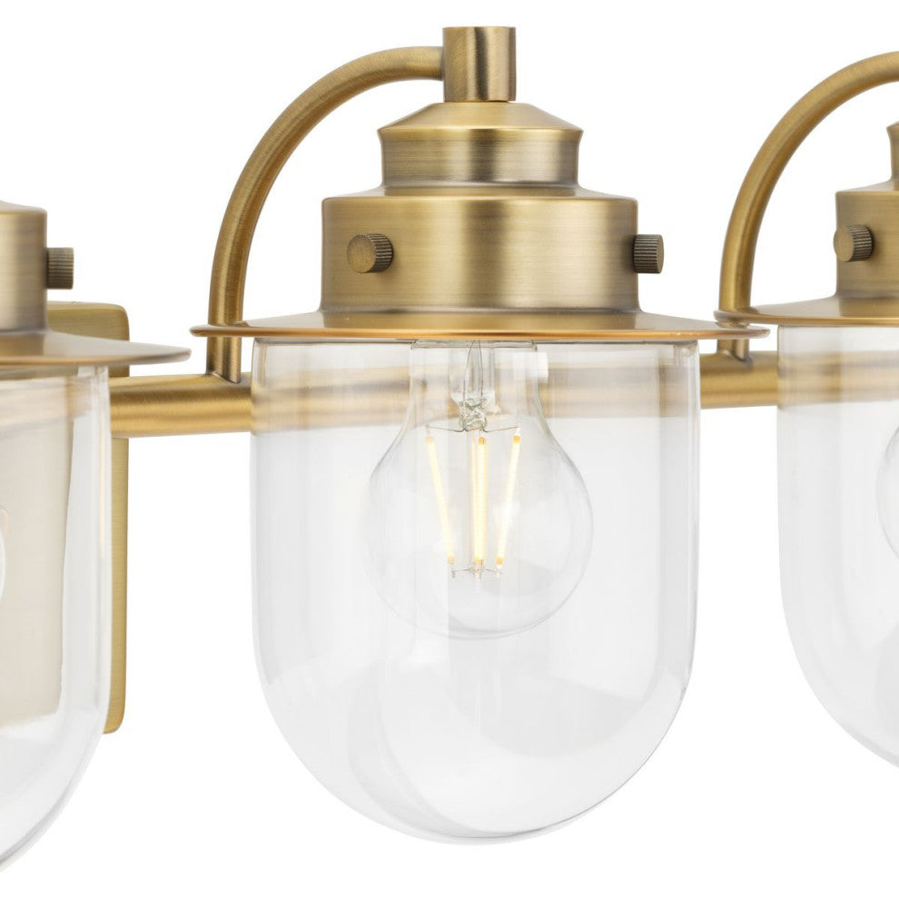 Northlake Collection Four-Light Vintage Brass Clear Glass Bath Light