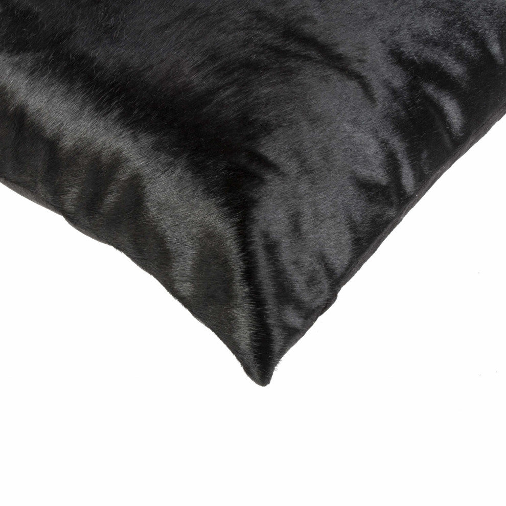 18"x18"x5" Black Cowhide Pillow