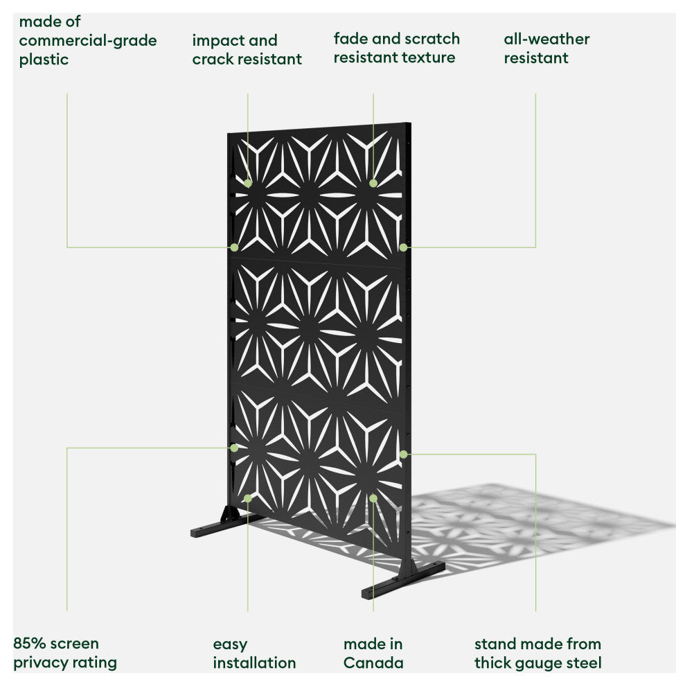 Veradek Screen Series Web Privacy Screen 3 Panel Set w/ Stand