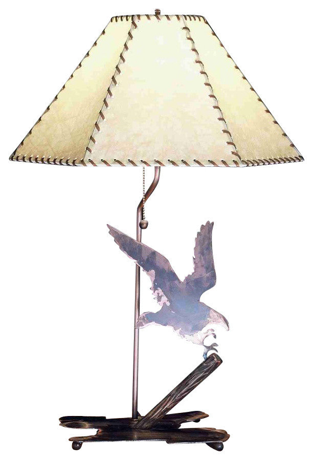 26 5"H Strike of The Eagle Faux Leather Shade Table Lamp