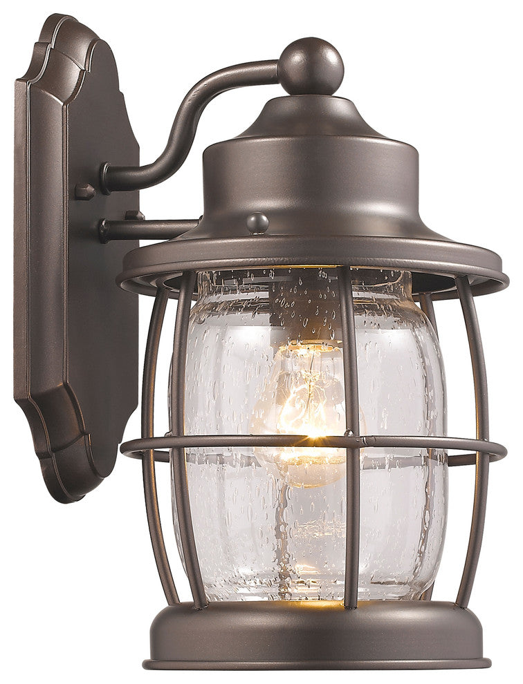 Lucan 1-Light Rubbed Bronze Outdoor Wall Sconce 12" High