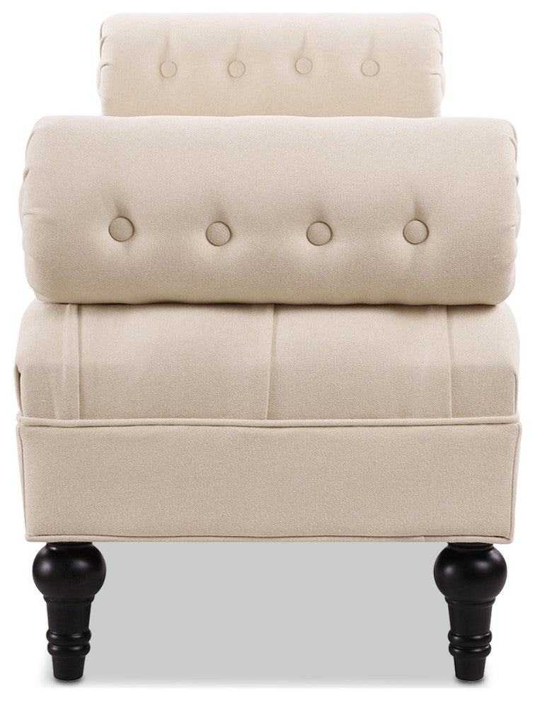 Lewis 60" Tufted Bolster Arm Entryway Bench, Sky Neutral Beige Polyester