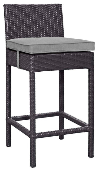 Espresso Gray Convene Outdoor Patio Fabric Bar Stool