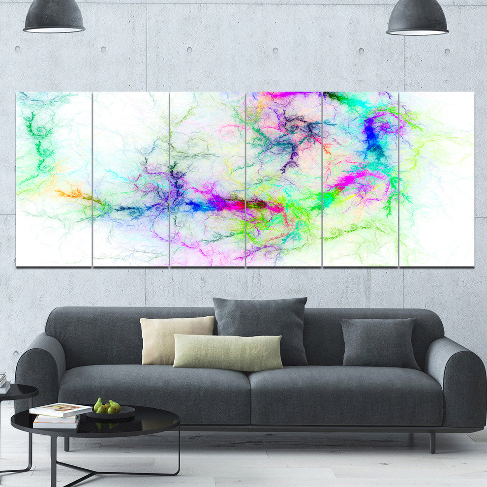 Stormy Sky Fierce Lightning, Abstract Art on Canvas, 70"x28", 6 Panels