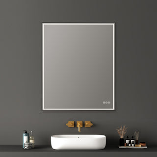 Fogless, Dimmable, Color Temperature Adjustable LED Mirror, Matte Black, 30x36