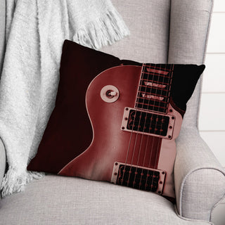 Guitar on Red 18x18 Indoor/Outdoor Pillow