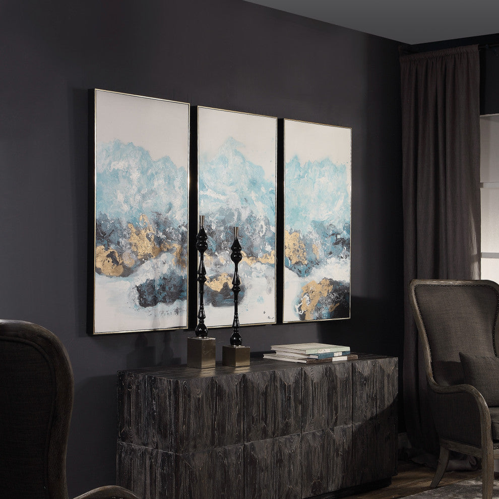 New Uttermost Crashing Waves Abstract Art, 3-Piece Set