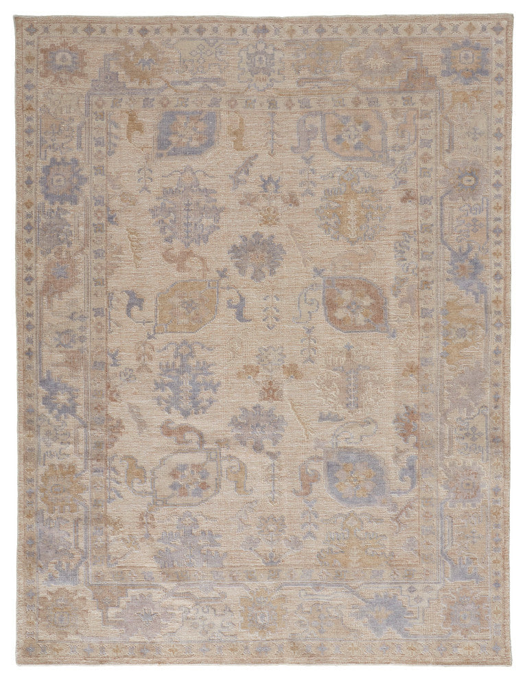 Weave & Wander Tierney Eco Friendly PET Oushak Rug, Ivory Tan/Stone Blue, 2' X 3