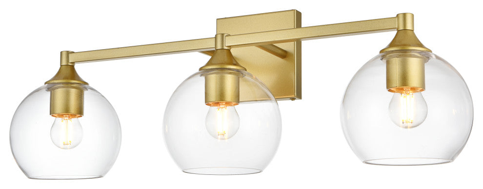 3 Light Brass And Clear Bath Sconce