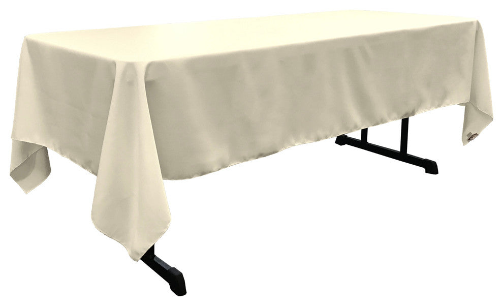 LA Linen Polyester Poplin 60"x108" Rectangular Tablecloth, Ivory
