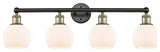 Athens 4-Light 33" Bath Vanity Light, Black Antique Brass, Matte White
