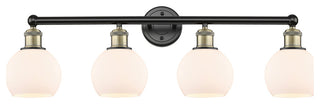 Athens 4-Light 33" Bath Vanity Light, Black Antique Brass, Matte White
