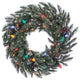 24" Lightly Flocked Smoky Mountain Wreath With Pine Cones, With assorted lights