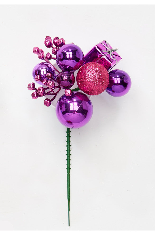 Ball Gift Berry Pick, Purple  Set Of 12