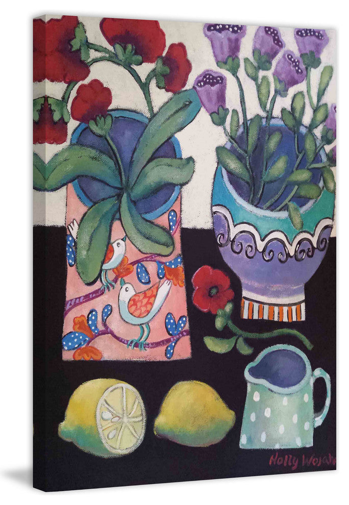"Happy Still Life With Lemon" Painting Print on Wrapped Canvas