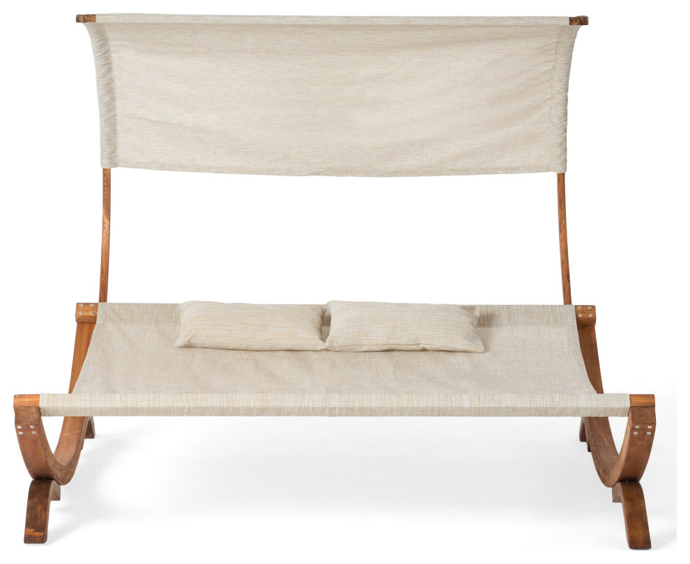 GDF Studio Rosalie Outdoor Patio Chaise Lounge Sunbed And Canopy