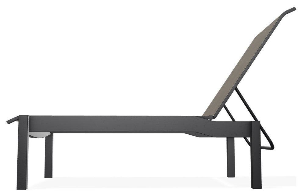Leeward Sling Stackable Outdoor Chaise Lounge, Kora/Black