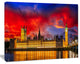 House of Parliament at River Thames, Cityscape Canvas Art Print, 60"x28"
