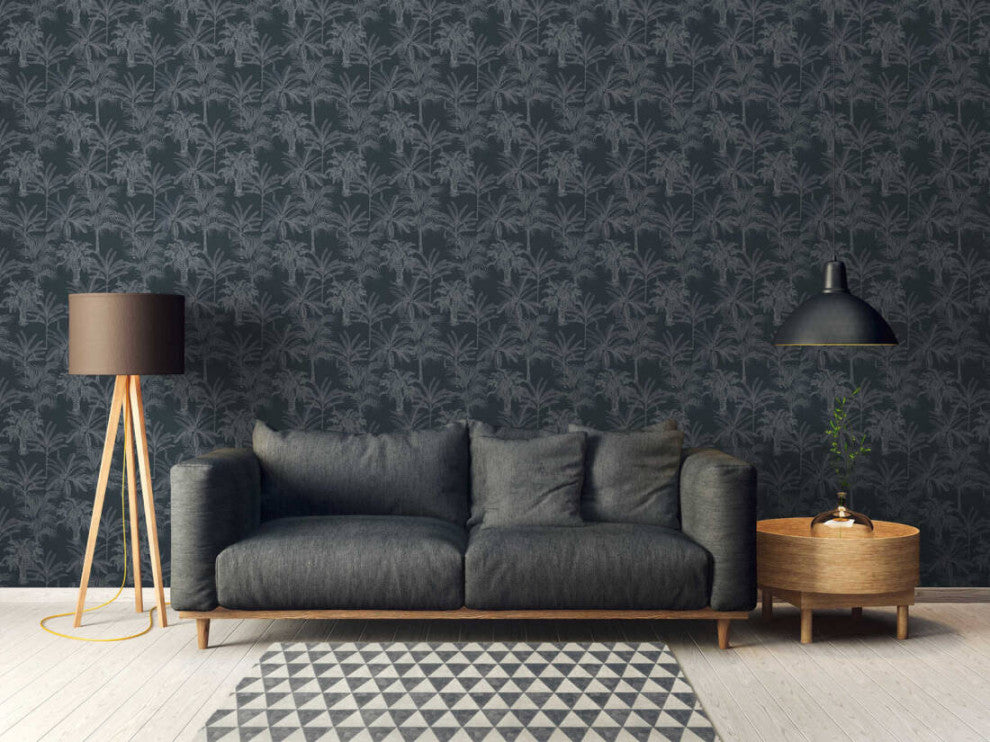 Textured Wallpaper Floral Featuring Palms Leaves, 379832