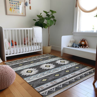 Addison Premium Washable Mayfield AMF178 Black 9' x 12' Rug