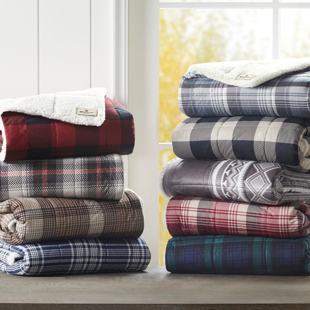 Woolrich Cottage Plaid 50x70" Berber Throw Blanket, Red