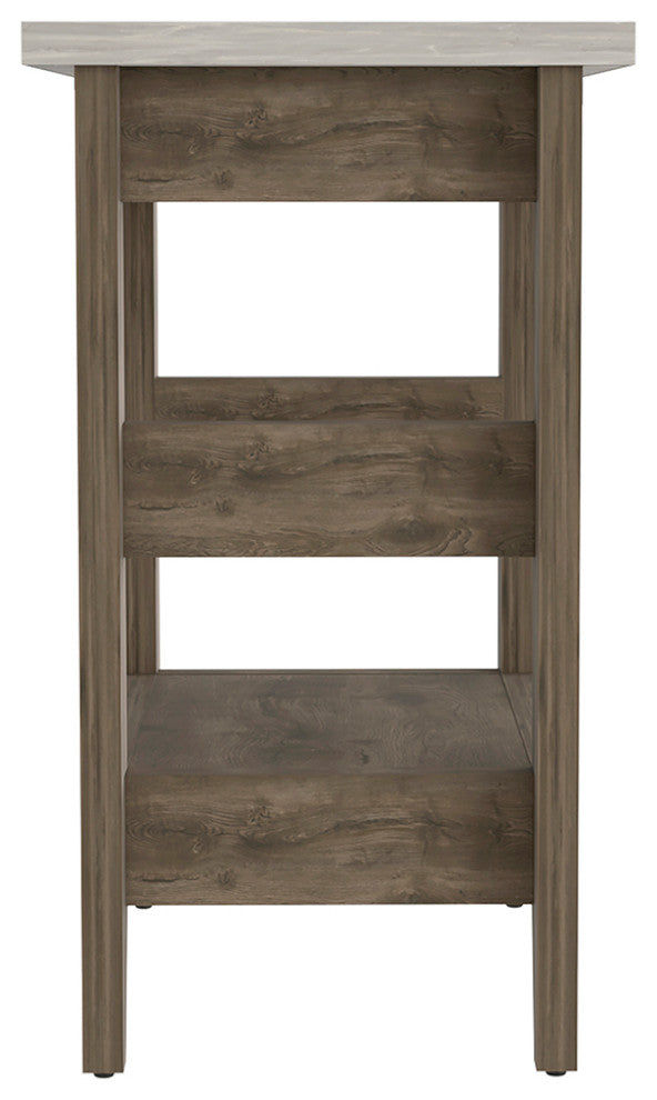 Paulson Rustic Side Table Onyx Top by RST Brands, Brown/White
